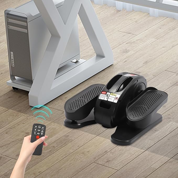Under Desk Elliptical, 2 in 1 Ellipse Leg Exerciser for Seniors Adults 5Gear Electric Seated Pedal Exerciser W/Anti-Slip Pads Quiet Elliptical Machine with Remote Control for Home
