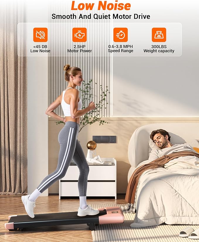 Walking Pad,6% Manual Incline Walking Pad Treadmill,Under Desk Treadmill for Home Office, with App & Remote,2.5HP Quiet,LED Display,300 lbs Capacity