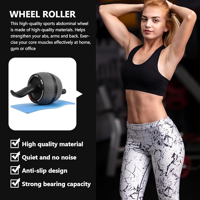 TOYANDONA Ab Roller Wheel Fitness Roller Abs Core Training Exercise Wheel with Automatic Rebound for Home Gym Abdominal Workout Men Women