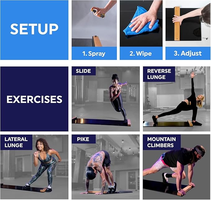 Adjustable Slide Board (5ft or 6ft) – Low-Impact Lateral Training Board for Speed, Strength & Cardio | Home Gym, Hockey, Golf, Ski & Athletic Conditioning