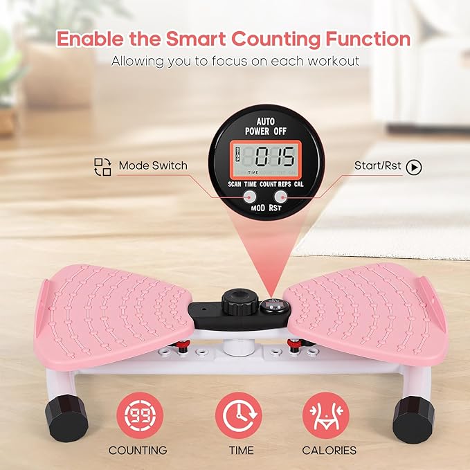 Waist Twister Machine Exercise, Ab Twister Board with the Smart LCD Digital Monitor, 300lbS Capacity & 20dB Ultra-Quiet, Anti-Slip Home Gym Workout Equipment for Women Belly Fat