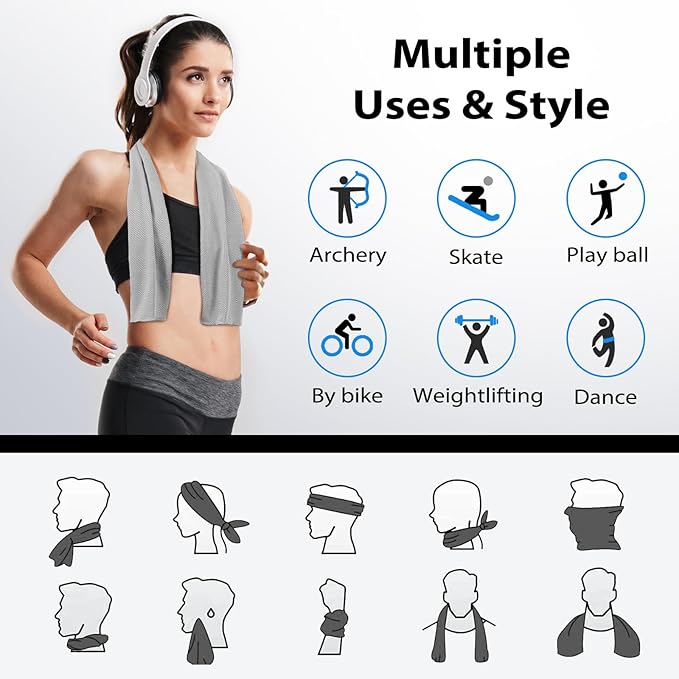 Cooling Towels - 5 Pack Gym Towels, Gym Towels for Working Out, Yoga Towel, Quick Dry Towel for Running, Camping, Fitness & More Activities