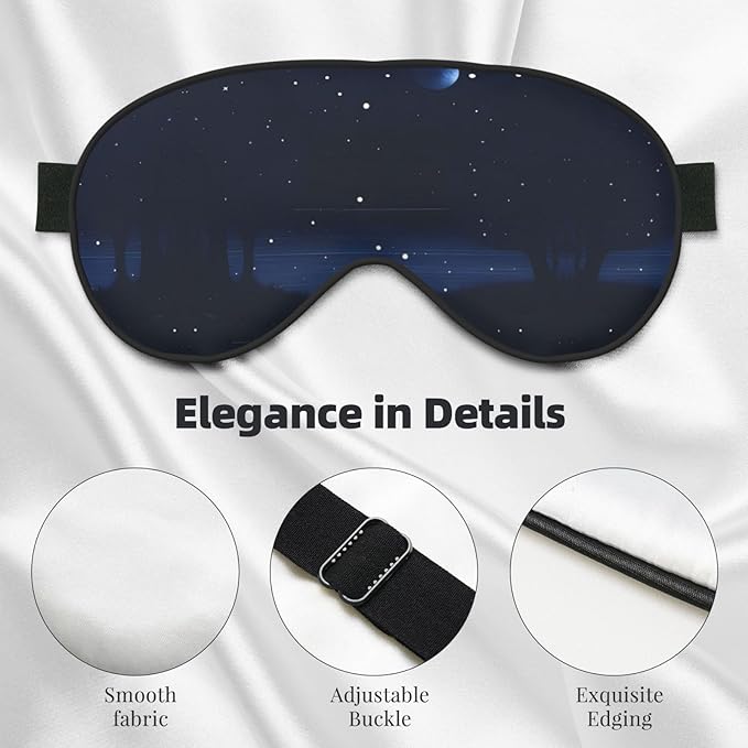 Dark Blue Night View Head-Mounted Double-Sided Light-Blocking Sleeping Eye mask to Protect Eyes and Relieve Eye Fatigue