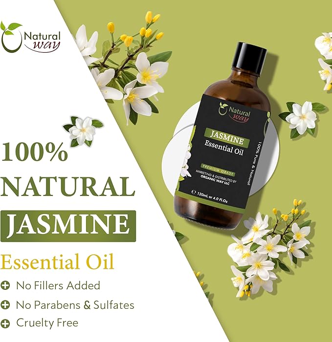 Jasmine Essential Oil | Premium Grade Essential Oils for Hair Care, Oil for Skin, Aromatherapy, & Diffuser | Essential Oil for Skin Tag Remover, Massage Oil & Humidifier Use | 4 Fl Oz (120 mL)
