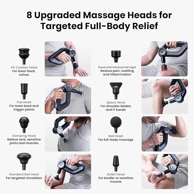 BOB AND BRAD D6 Ultra Massage Gun with Infrared Light, Deep Tissue Percussion Massager Gun with 16mm Amplitude, Professional Muscle Massager for Athletes, Electric Handheld Massager