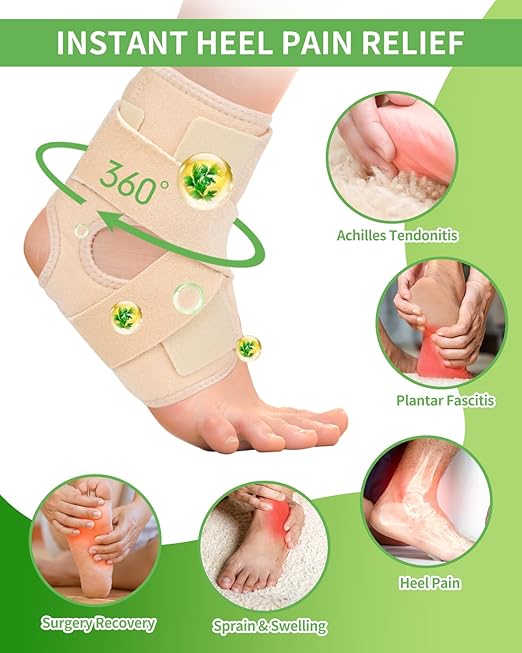 Castor Oil Pack Wrap For Foot Ankle Wrap Foot Wrap For Plantar Fasciitis Relief Foot Pain Relief,Adjustable Breathable Compression Ankle Support,Beige,Size S,Castor Oil Not Included,1 Per Pack