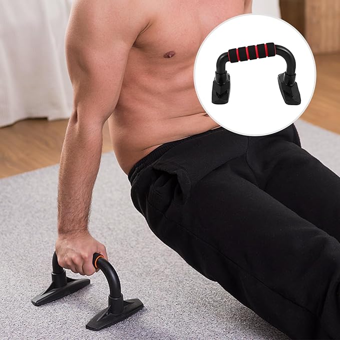 Mikinona Push-up Frame Hand Grip Bars Crimson Metal Bodybuilding Tool Home Fitness Equipment Muscle Strength Training Pushup Stand for Arm Workout
