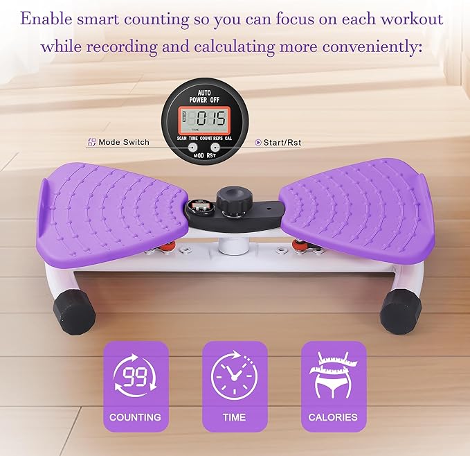 Waist Twister Machine Exercise at Home Workout Equipment for Women AB Twister Board Twist Fitness Tool (Purple and White)