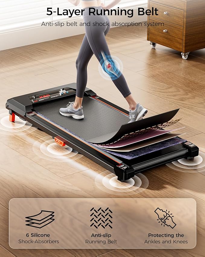 Walking Pad with Incline,XBD Under Desk Treadmill for Home Small Office,2.5HP Low Noise Portable Treadmill with 330 Lbs Capacity,Remote Control and LED Display