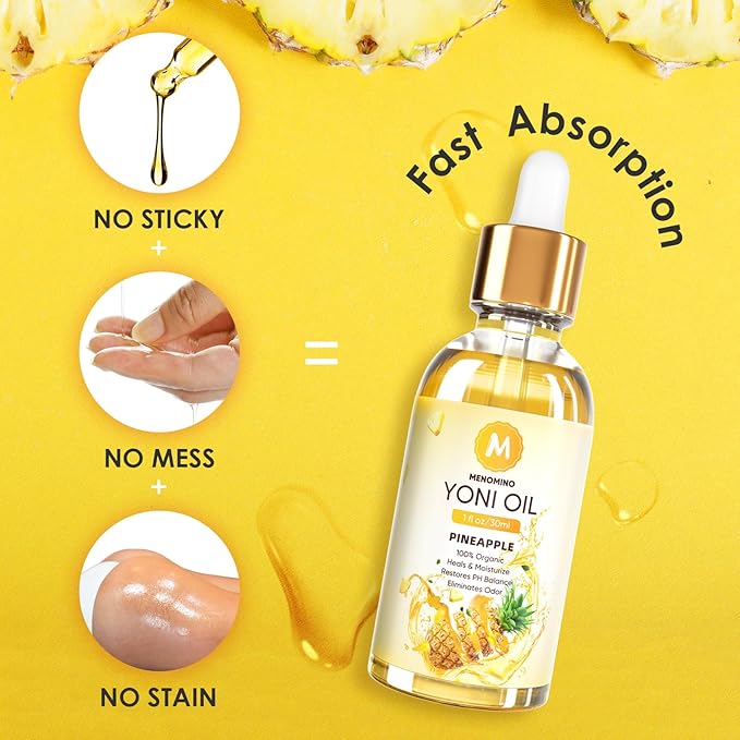 2 Pack Yoni Oil for Women - Organic Pineapple Feminine Oil, Feminine Deodorant - pH Balance - Eliminates Odor - Yoni Moisturizer, 100% Natural Essential Oil, 1 fl oz/pc (Pineapple)