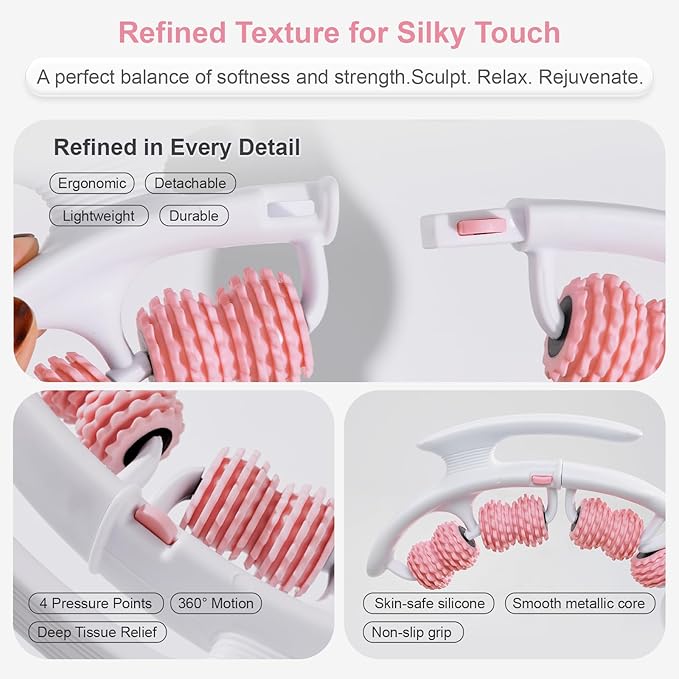 Cellulite Massage Roller, Cellulite Roller for Legs & Body, Handheld Muscle and Fascia Massager for Arms Waist Stomach, Anti Cellulite Massager Stick for Relaxation