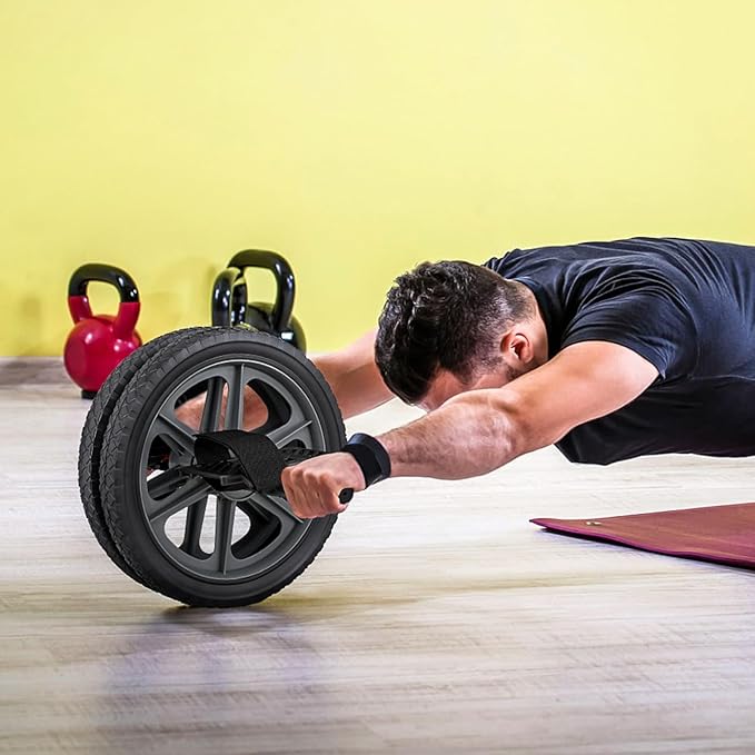 Ab Roller Wheel with Foot Straps, Ab Roller Workout Fitness Equipment for Abdominal and Core Strength Training, Exercise Wheel for Men Women, Ab Machine for Home Gym Workout