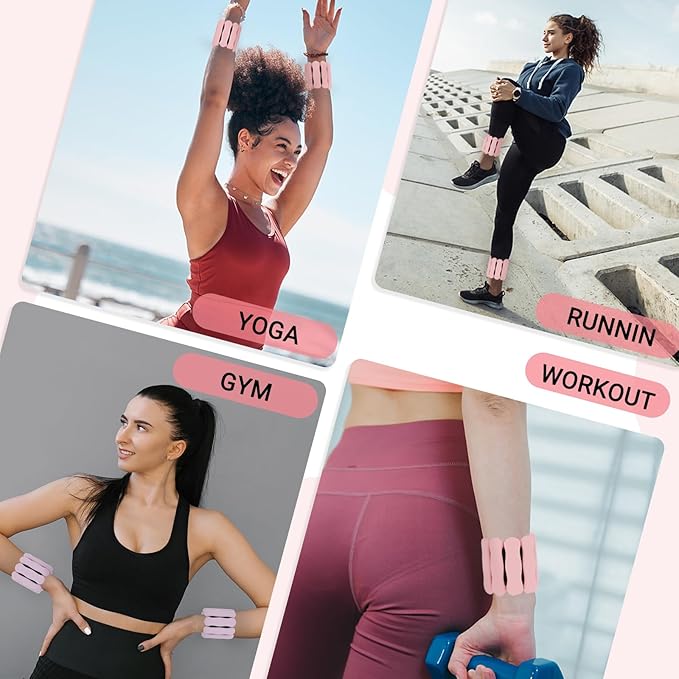 Wrist Ankle Weights for Women Men, Leg Arm Wrist Weights Bangles 1lb*2 2lb*2 Wearable Weights Pilates Weighted Bracelet for Strength Training Walking Swimming Yoga Physical Therapy