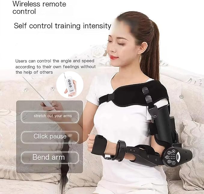 Elbow Joint Recovery Device, Stroke Rehabilitation arm Elbow Protector, Hemiplegia Robot Training Device, hinged Elbow Support arm Exerciser with Remote Control and Intelligent Timing(Right)