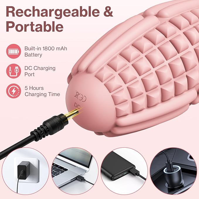 Upgraded Vibrating Massage Ball,4-Speed with Rechargeable,Trigger Point Myofascial Massage Roller Ball for Relieving Muscle Pressure, Electric Massager for Fitness/Yoga/Training (Pink)