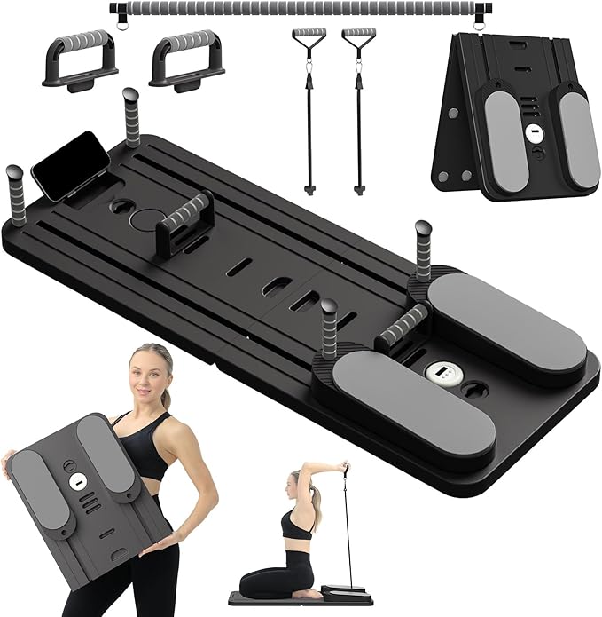 Pilates Board - Pilates Reformer Set, Multi-Purpose Foldable Pilates Reformer Board for Home,11 in 1 Pilates Equipment