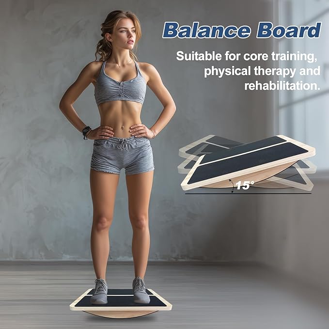 Adjustable Foot Incline Wooden Slant Board For Calf Stretching,440lb Capacity, Balance Velour Stretcher Ankle Stretch Knee Leg Boards Squats Wedge Exercise Fitness Equipment（sland &Balance Board)