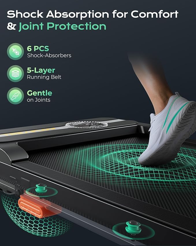 Walking Pad Portable Under Desk Treadmill with Incline 2.5HP for Home Office 265 lbs Capacity Remote Control LED