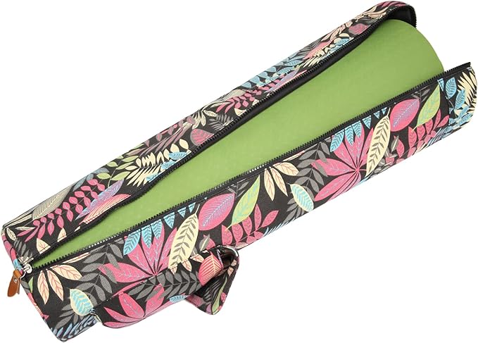 Canvas Yoga Mat Bag with Adjustable Strap & Pockets, Full-Zip Travel Gym Tote for Women & Men, Fits 1/4" & 1/3" Thick Mats, Lightweight Carrier for Yoga, Studio, Workout, Outdoor Use