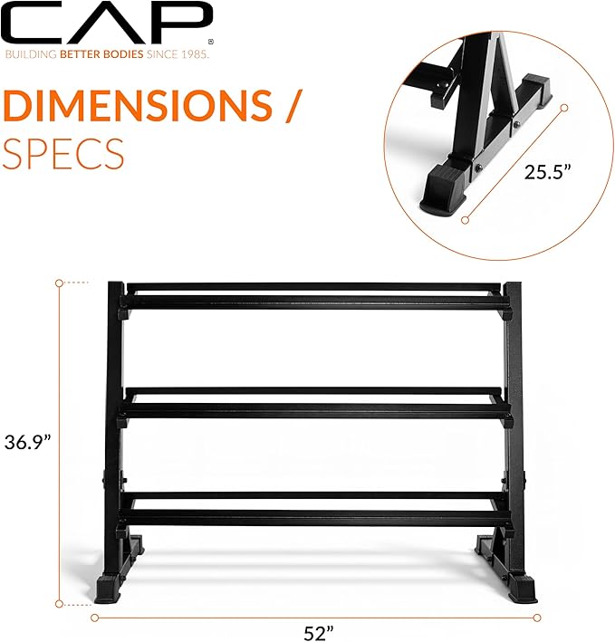 CAP Barbell Dumbbell Rack | 5-50lb or 5-75lb Dumbbell Storage | Multiple Options