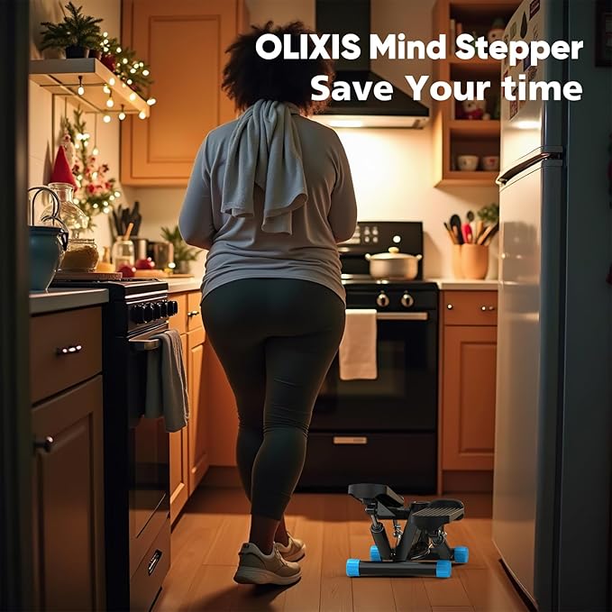 OLIXIS Steppers for Exercise at Home Workout Equipment, Mini Stepper Exercise Machine for Senior Citizens, Twist Stepper with Resistance Bands, Cardio Weight Loss Equipment Home Fitness