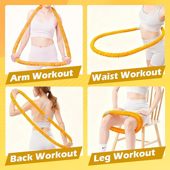 3 lbs Soft Weighted Hoop for Adults -Fold Gentle Fat Burning and Waist Toning, Pinch-Proof Design,Soft Material Won't Irritate Skin， Perfect for Home/Travel/Postpartum Recovery