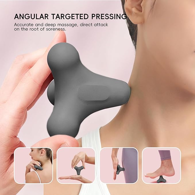 4-Node Quadrangular Fascia Massage Ball - Portable Trigger Point Therapy Tool for Muscle Relief, Myofascial Release & Facial Tension (Grey)