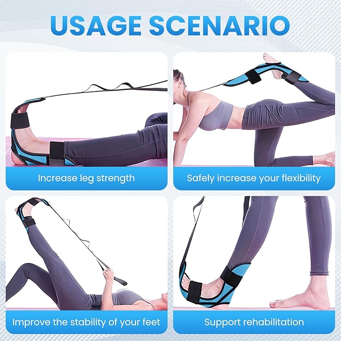 Calf Stretcher and Foot Rocker for Plantar Fasciitis - Leg Stretching Strap, Hamstring and Calf Stretcher, Suitable for Stretching Legs and Thighs