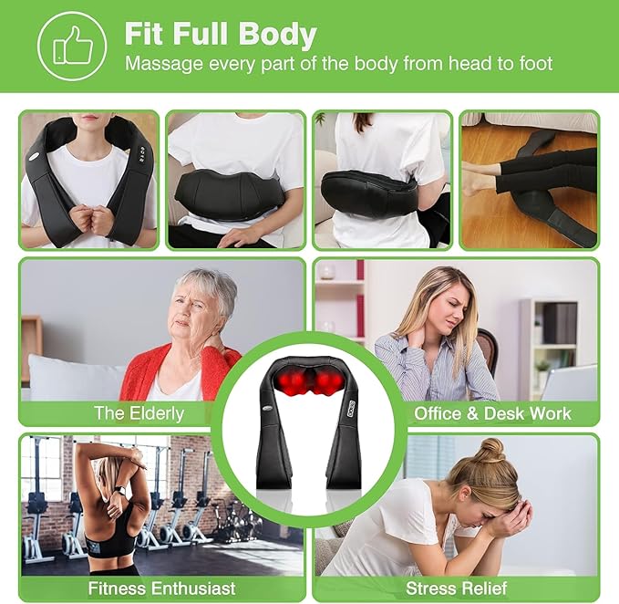 Neck Massager, Shiatsu Shoulder and Back Neck Massager with Heat, Neck Massager Pillow for Neck for Body Muscle Pain Relief, Neck Massager Gifts for Mom Dad Women Men, Home, Office Car Use