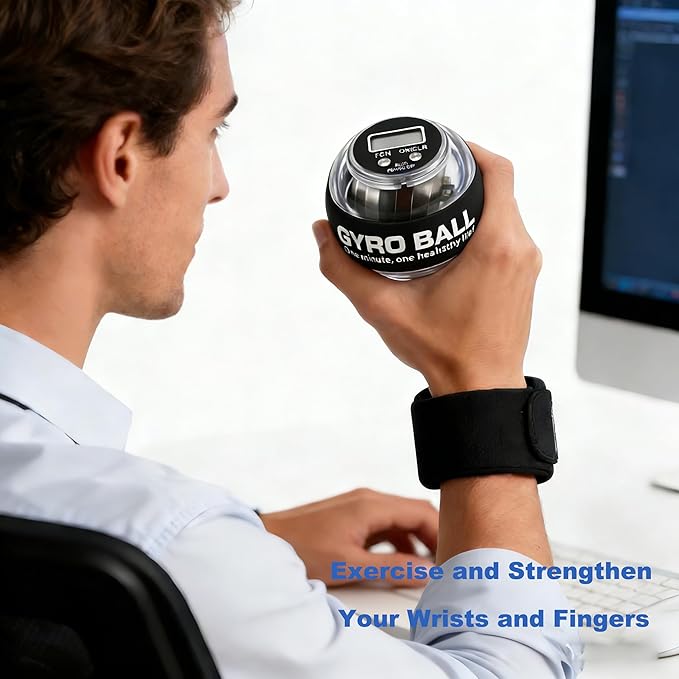 Torque Ball with Counter, Wrist Power Gyro Ball Hand Wrist Forearm Trainer and Strengthener for Exercise Joint and Muscle with Colour Light and Bag
