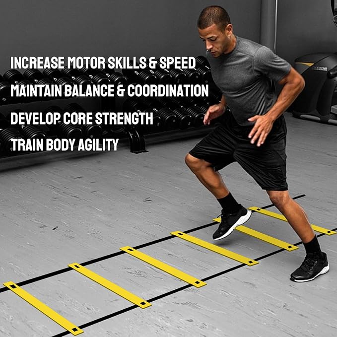 TNZMART Agility Ladder Speed Ladder 10FT 20FT Training Equipment for Football Soccer Basketball with Carrying Bag
