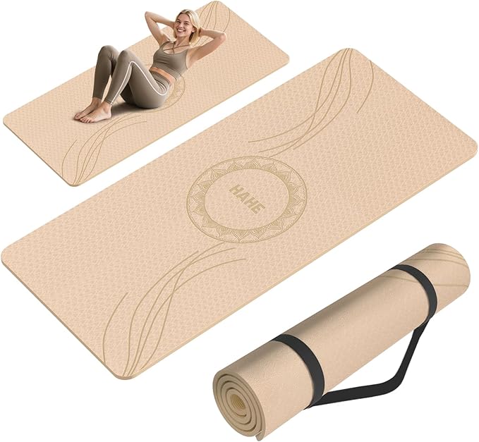 Large Yoga Mat Thick, 76"x32"x0.31"Wide POE Exercise Mat with Non-Slip Surface & Carry Strap, Anti-Tear Workout Mat for Yoga, Pilates, Fitness