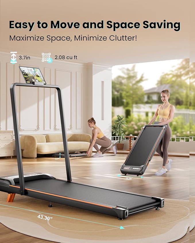 Walking Pad, Under Desk Treadmill with Incline for Home Office 2.5HP Portable Walking Treadmill with 265 Lbs Weight Capacity Walking Machine, Remote Control, LED Display