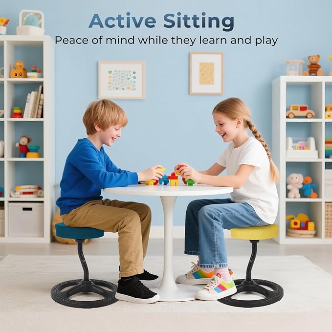 ADHD Chair for Kids, Yoga Chairs for Adults, Wobble Stool Active Flexible Seating Desk Chair with Non-Slip Base and Washable Seat Cover for Stability, Balance, Yoga, Office, School, Classroom