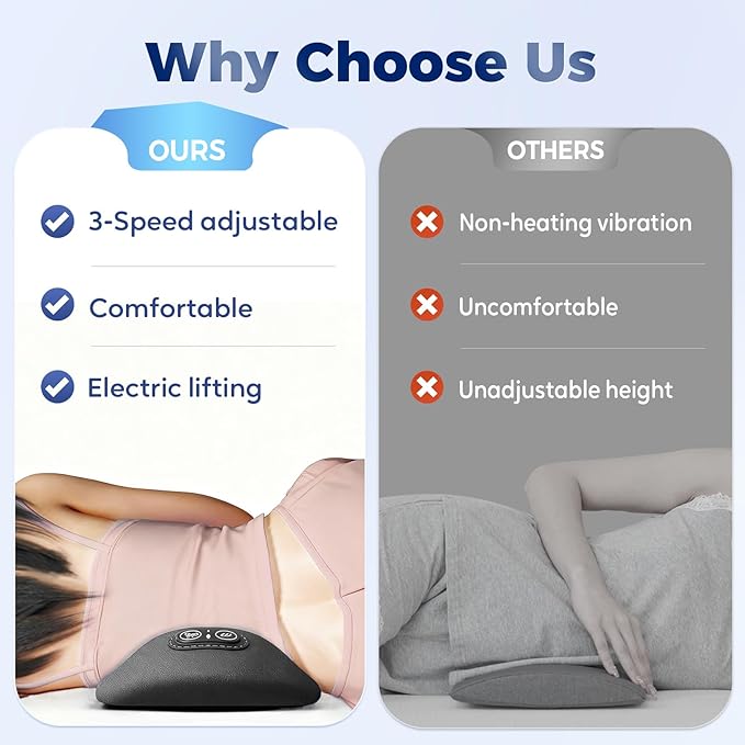 Smooth Triple Fusion Back Massager, 2026 Upgrade Electric 3 in 1 Lumbar Pillow for Bed and Chair, Back Massager with Vibration and Traction for Back and Neck and Shoulder (Dark Gray)