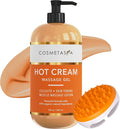 Cosmetasa Hot Cream Massage Gel with Massager Mitt- Natural and 87% Organic Cellulite Cream - Multi Use, Skin Toning, Joints and Muscle - 8.8 oz