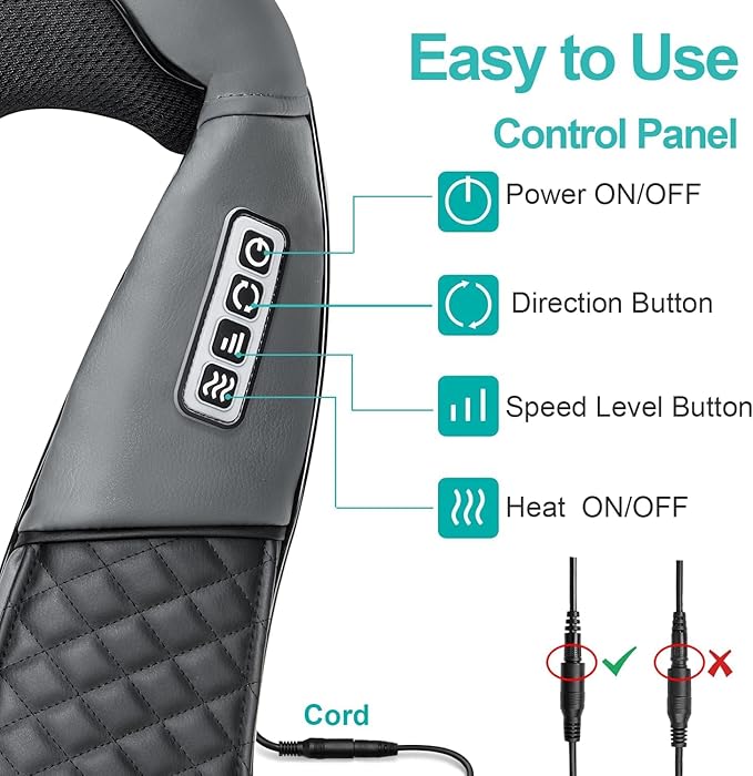 Medcursor Neck Massager, 2026 Upgraded, Portable Electric Shiatsu Back Massage Device with Heat, Deep Tissue 3D Kneading Pillow for Muscle Pain Relief (No Battery)