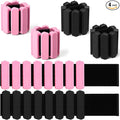 2 Pairs Wrist Ankle Weights Set Adjustable Silicone Weighted Bangles 1lb Pink 2lb Black for Women Men, Fitness Arm Leg Weights for Yoga, Pilates, Walking, Home Gym Workout