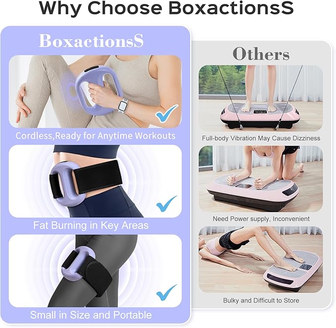Vibration Plate with Extended Battery, Portable Cordless Massager for Weight Loss & Lymphatic Drainage, Full Body Fascia Ring with Belt - Gift for Women