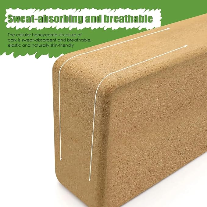 Cork Yoga Blocks, Natural Cork, High Density with Non Slip Surface, Eco-Friendly Accessories for Women, Ideal for Yoga, Pilates, Stretching…