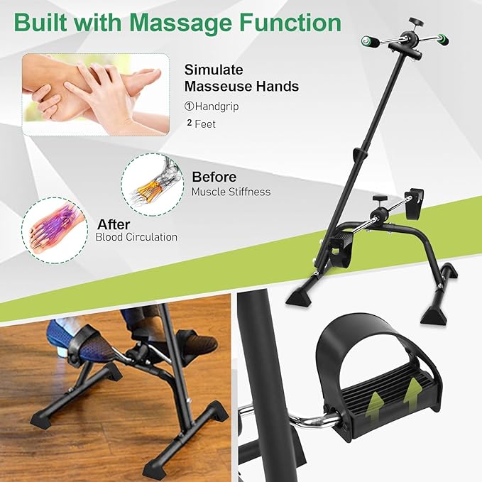 Adjustable Elderly Exercise Bike, Hand Arm Leg Knee Peddler, Pedal Exerciser Bike, Fitness Equipment for Seniors, Elderly Home Pedal Exercise Bike for Total Body