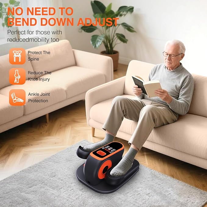 Under Desk Elliptical Machine, Electric Leg Exerciser While Sitting for Seniors, Quiet Portable Elliptical Machine with 12 Adjustable Speeds, Seated Pedal Exerciser with Remote Control