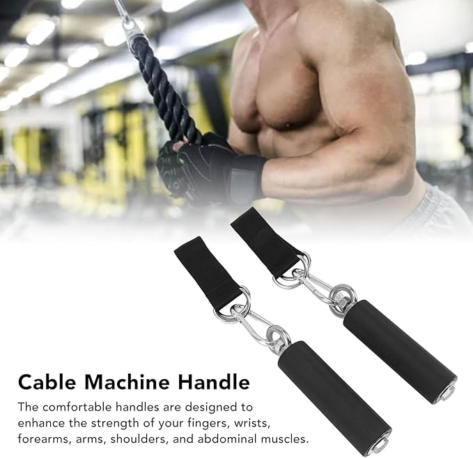 EVTSCAN Cable Handle TPR Rubber Coated Grip Straight Gym Equipment Attachment Weightlifting Exercise with Anti Slip Design for Strength Training and Aerobic Workouts Home and Travel Use