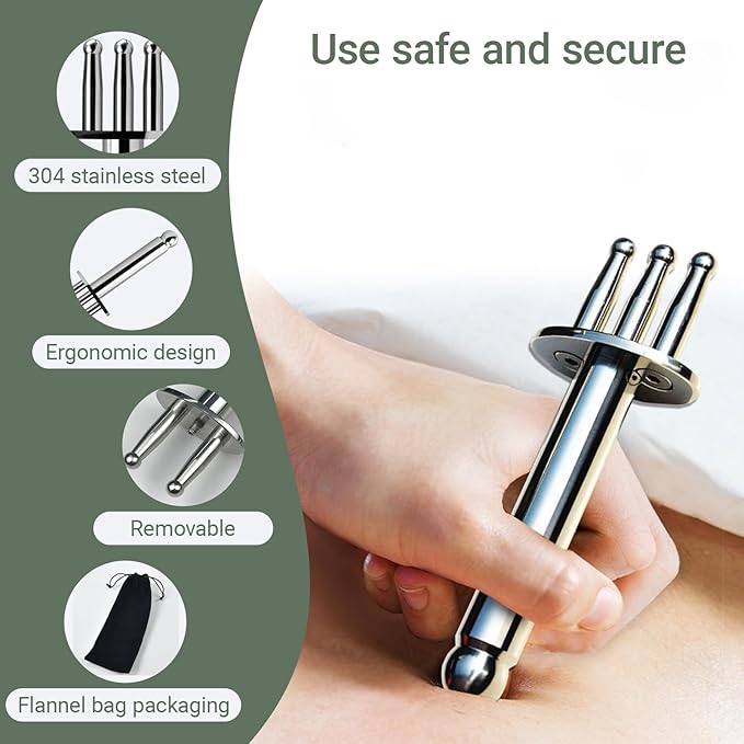 Magnetic Massage Fork - Multi-Functional Meridian Point Magnet Massager Stick for Pain Relief Muscle Relaxation, Stainless Steel, 1 Pcs