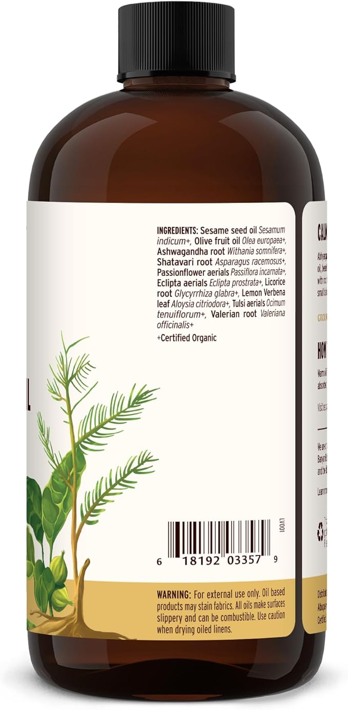 Banyan Botanicals Vata Massage Oil – Organic Herbal Massage Oil for Calm & Relaxation – Ayurvedic Oil with Organic Ashwagandha (Withania Somnifera) – 24 oz – Non-GMO Sustainably Sourced Abhyanga Oil