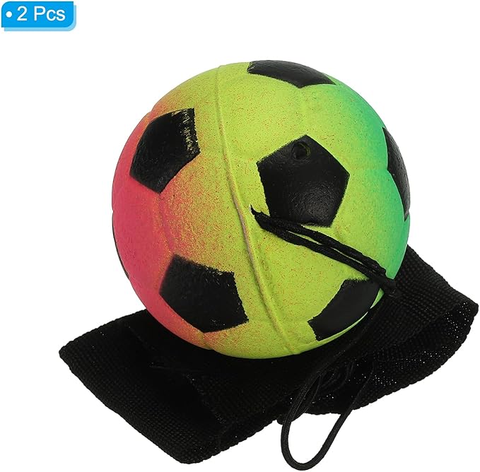 PATIKIL 2.5 Inch Sports Wrist Ball, 2Pcs Soccer Rubber Rebound Wristband Wrist Return Ball Sport on a String for Exercise Play, Mixed Colors