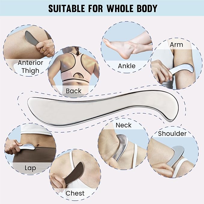 Muscle Scraper Tools, Stainless Steel Guasha Tool for Body, Scraping Tool Physical Therapy, Myofascial Release Tool, Massage Tools for Deep Tissue
