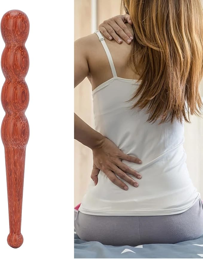 Wooden Foot Hand Massage Stick - Pain Relief and Reflexology Massager for Neck, Back, and Legs - Ergonomic, Portable, Durable Red Wood Design