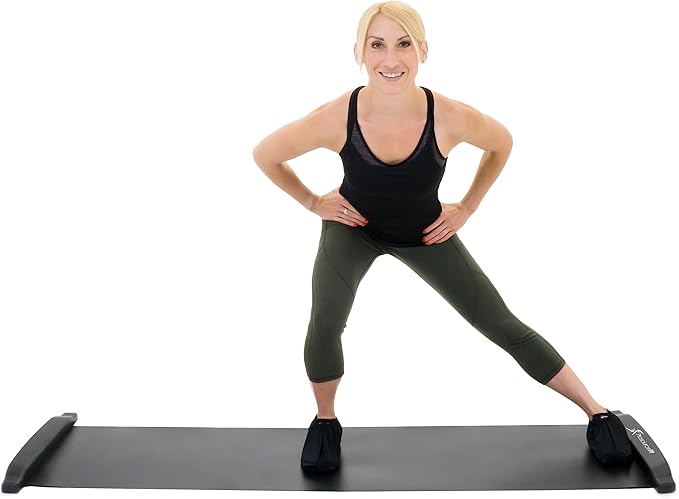 ProsourceFit Slide Board Mat for Exercise 6’ with End Stops, Booties & Carrying Bag for Low-Impact Indoor Home Workouts and Sports Training
