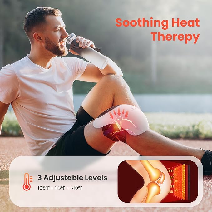 FSA Eligible Knee Massager with Heat for Pain Relief, HSA Eligible, Portable Cordless Knee Massager with Vibration for Comfort & Relaxation, Gift for Mom, Dad, Grandma & Grandpa, Seniors